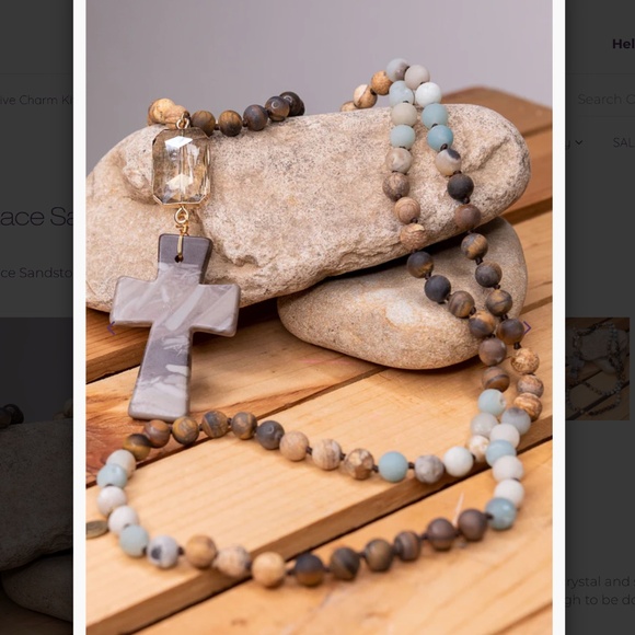 Bohemian “ Louise “ Necklace in Sandstone Amazonite R3A - Picture 5 of 5